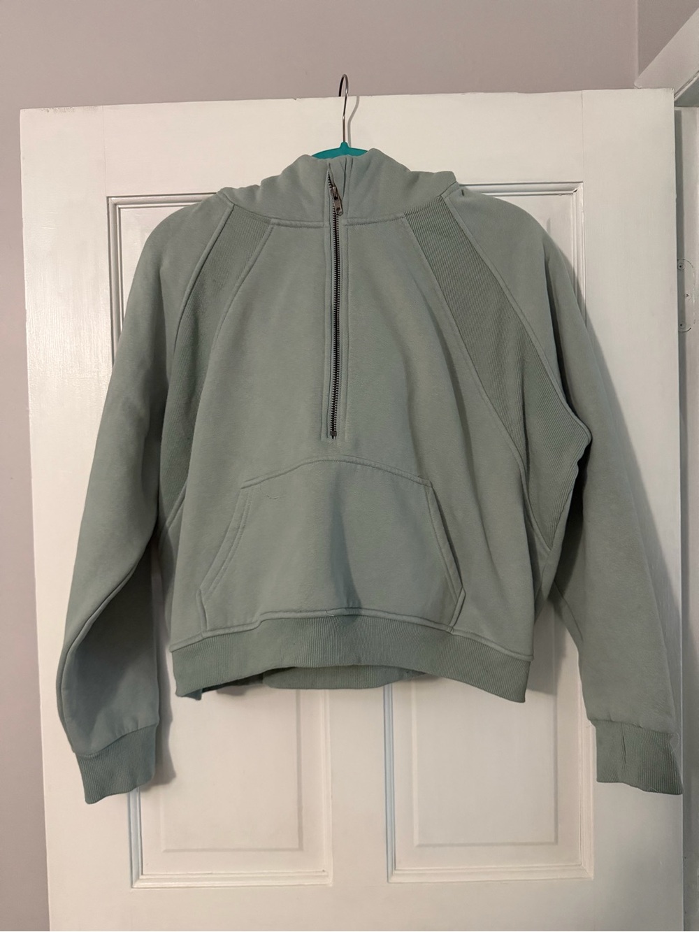 Pink Lily Teal Half-Zip Hooded Sweatshirt